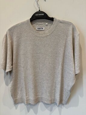 KOTN Cream Short Sleeve Knit Top
